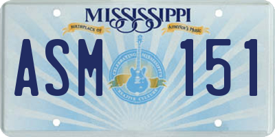 MS license plate ASM151