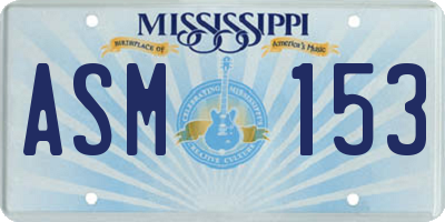 MS license plate ASM153