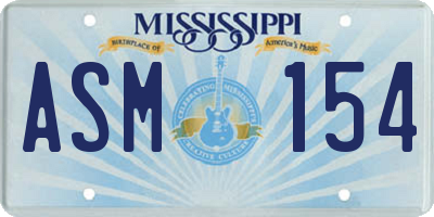 MS license plate ASM154