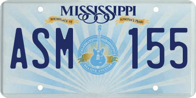 MS license plate ASM155