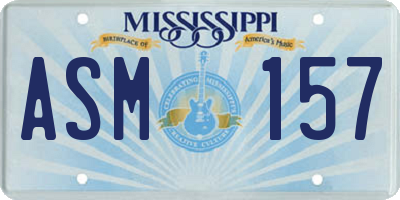 MS license plate ASM157