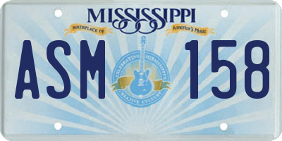 MS license plate ASM158