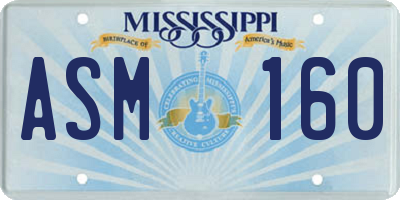 MS license plate ASM160