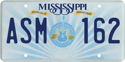 MS license plate ASM162