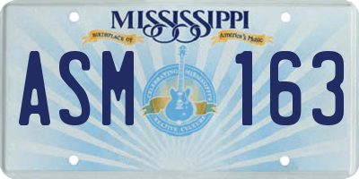 MS license plate ASM163