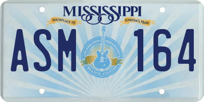 MS license plate ASM164