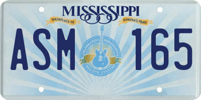 MS license plate ASM165