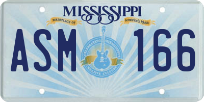 MS license plate ASM166