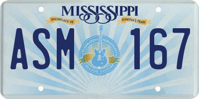 MS license plate ASM167