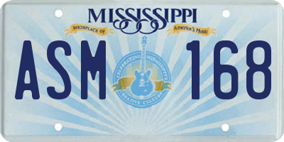 MS license plate ASM168