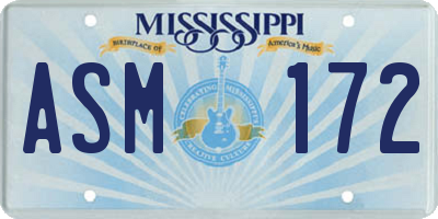 MS license plate ASM172