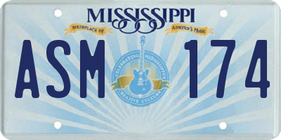 MS license plate ASM174