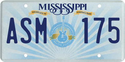 MS license plate ASM175