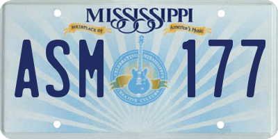 MS license plate ASM177