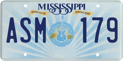 MS license plate ASM179