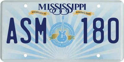 MS license plate ASM180