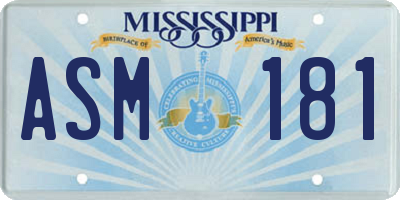 MS license plate ASM181