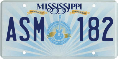 MS license plate ASM182