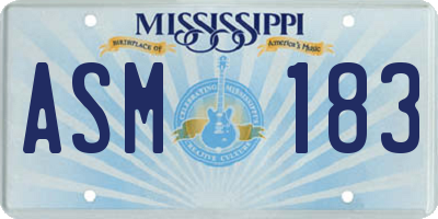 MS license plate ASM183