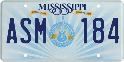 MS license plate ASM184