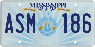MS license plate ASM186