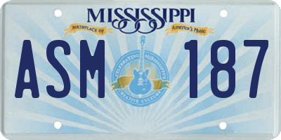 MS license plate ASM187
