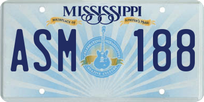 MS license plate ASM188