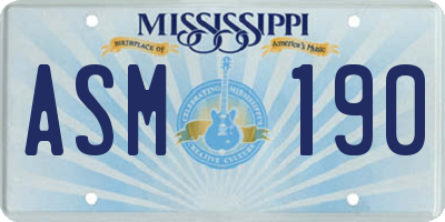 MS license plate ASM190