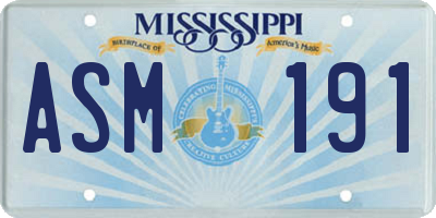 MS license plate ASM191