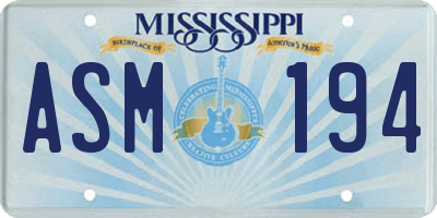 MS license plate ASM194