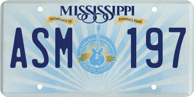 MS license plate ASM197