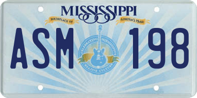 MS license plate ASM198