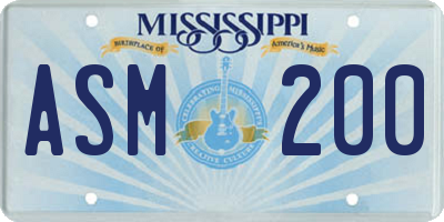 MS license plate ASM200