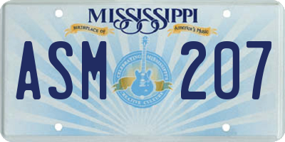 MS license plate ASM207