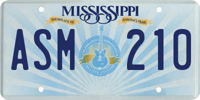 MS license plate ASM210