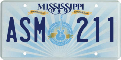 MS license plate ASM211
