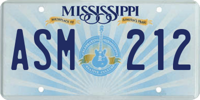 MS license plate ASM212