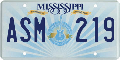 MS license plate ASM219