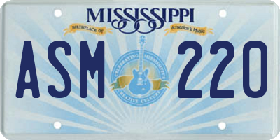 MS license plate ASM220