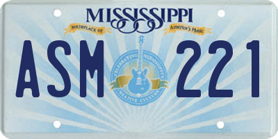 MS license plate ASM221
