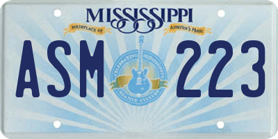 MS license plate ASM223