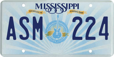 MS license plate ASM224