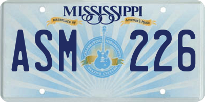MS license plate ASM226