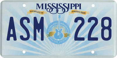 MS license plate ASM228