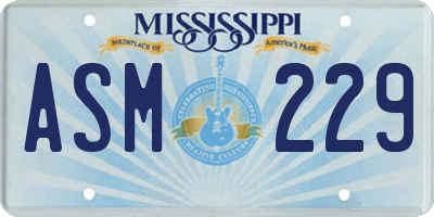 MS license plate ASM229
