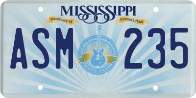 MS license plate ASM235