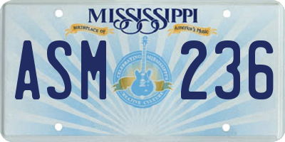 MS license plate ASM236