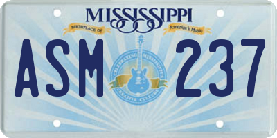 MS license plate ASM237