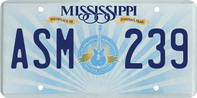 MS license plate ASM239