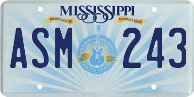 MS license plate ASM243